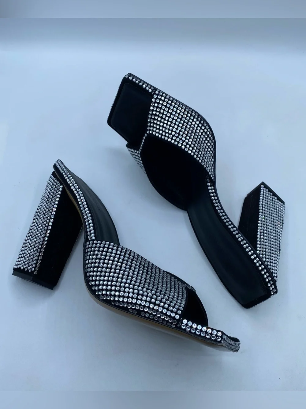Gia Borghini Rosie Crystal-Embellished  Block Heel Mules